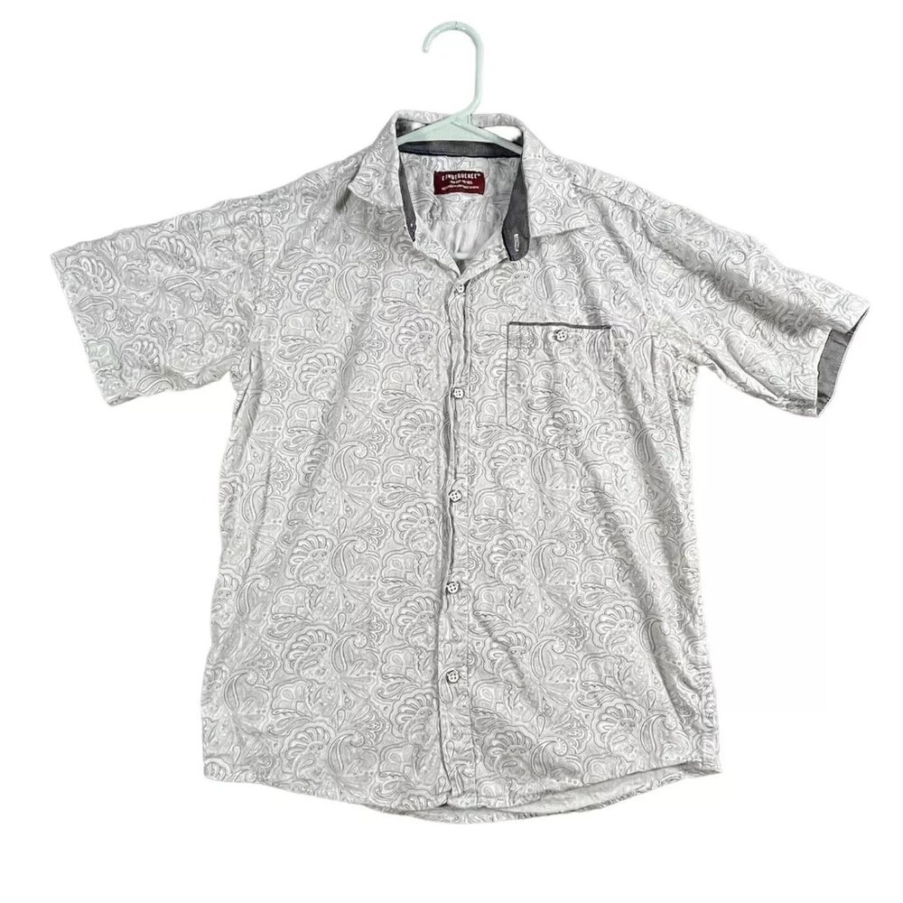 Boy’s Short Sleeve Consequence Button Up Collar Paisley Shirt W/ Pocket 14/16 L